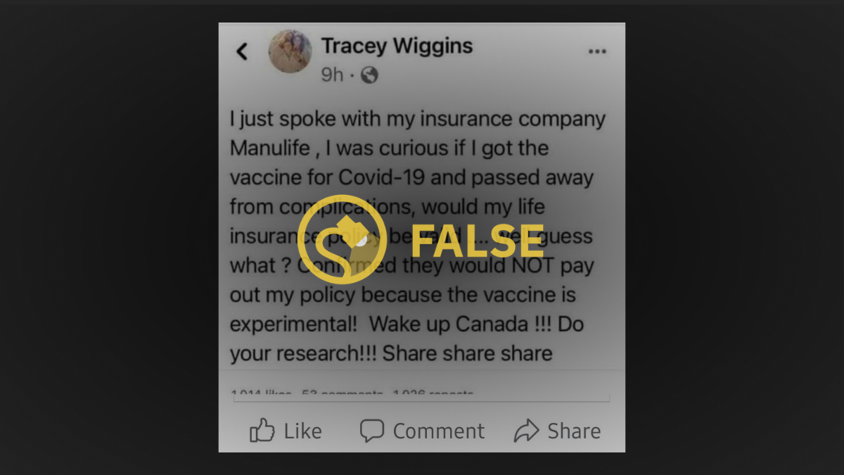 A social media post claimed that covid-19 vaccine may impact life insurance benefits.