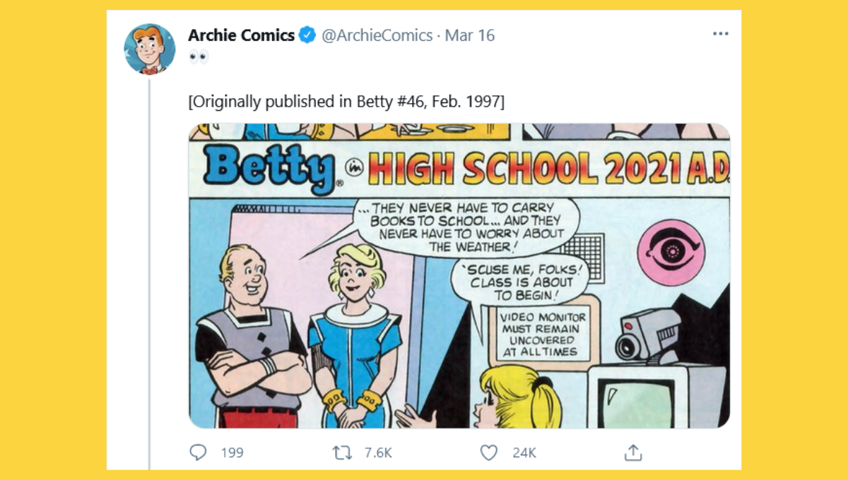Did Archie Comic predict COVID-19 remote schooling in 2021?