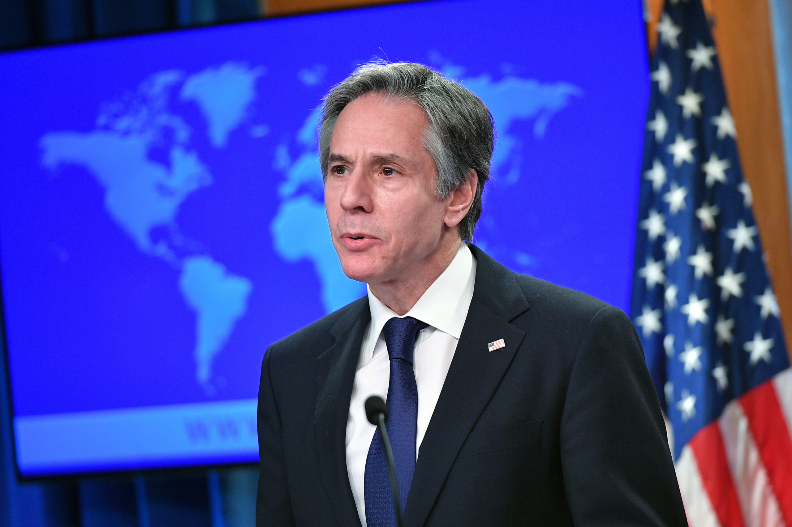 Secretary of State Antony Blinken speaks about the release of the '2020 Country Reports on Human Rights Practices,' at the State Department in Washington, Tuesday, March 30, 2021. (Mandel Ngan)