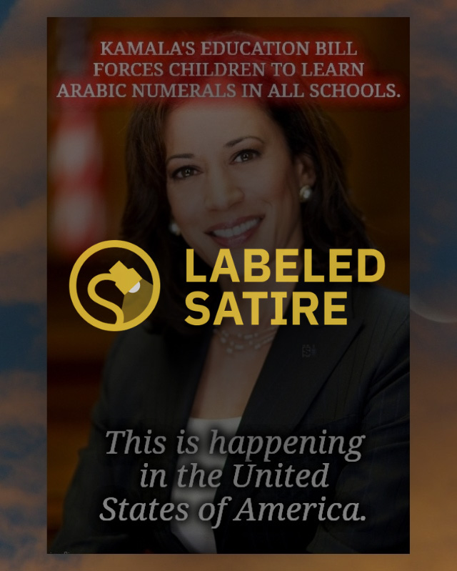 Kamala Harris did not force children to learn Arabic numerals in all schools.