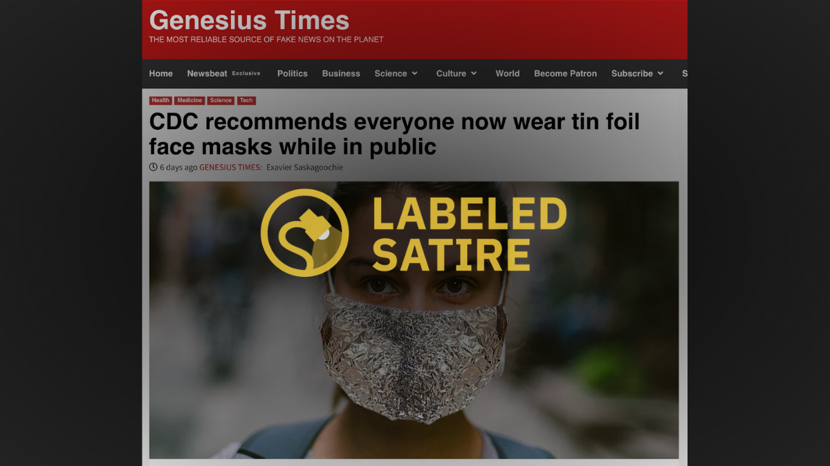 Did CDC recommend wearing tin foil masks