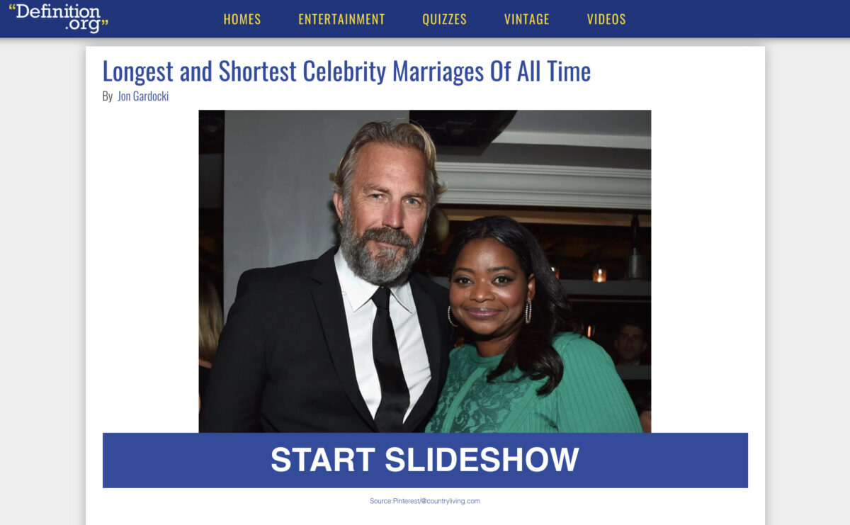 Kevin Costner and Octavia Spencer are not married.