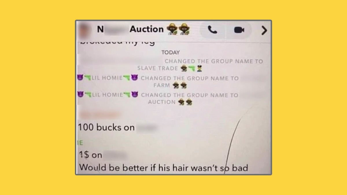A mock slave auction also called slave trade was conducted on Snapchat by Texas high school students in Aledo outside of Fort Worth.