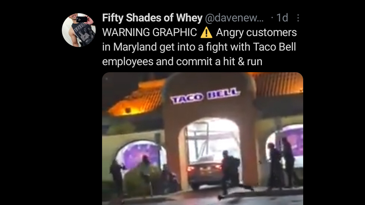 A driver in a car plowed into people at the Taco Bell in Waldorf, Maryland.