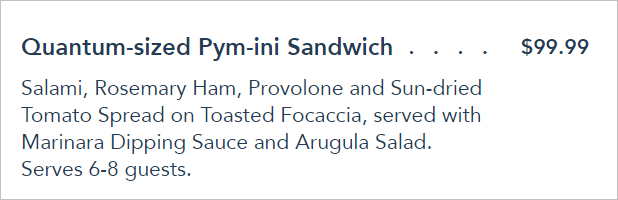 Disneyland $100 sandwich