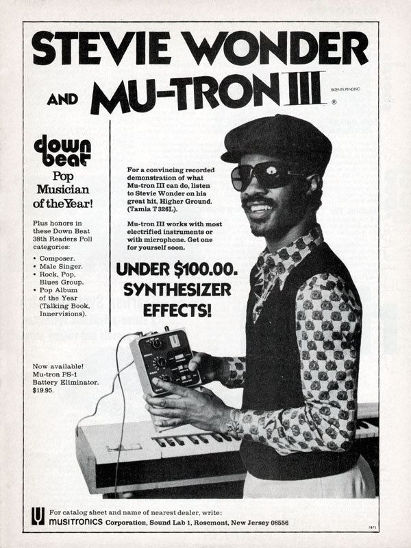 Stevie Wonder Mu-Tron III ad
