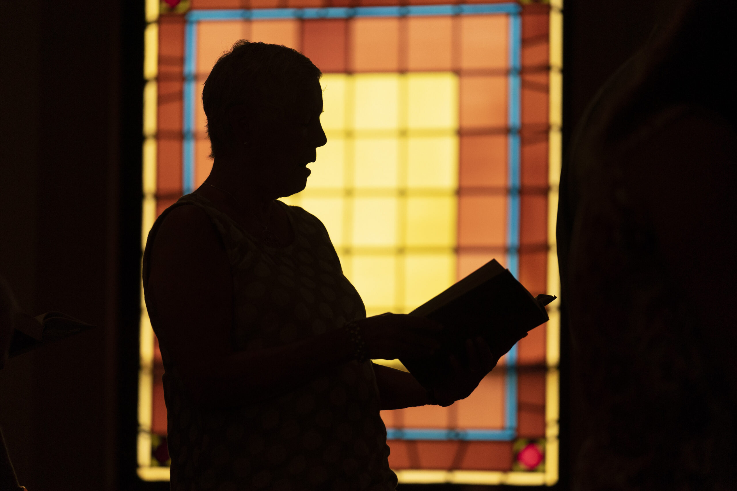 A member of Waldoboro United Methodist Church sings a hymn during a service, Sunday, June 20, 2021, in Waldoboro, Maine. The drop in attendance at the church, in part due to COVID-19, forced its closure. The last sermon was on June 27. (AP Photo/Robert F. Bukaty)