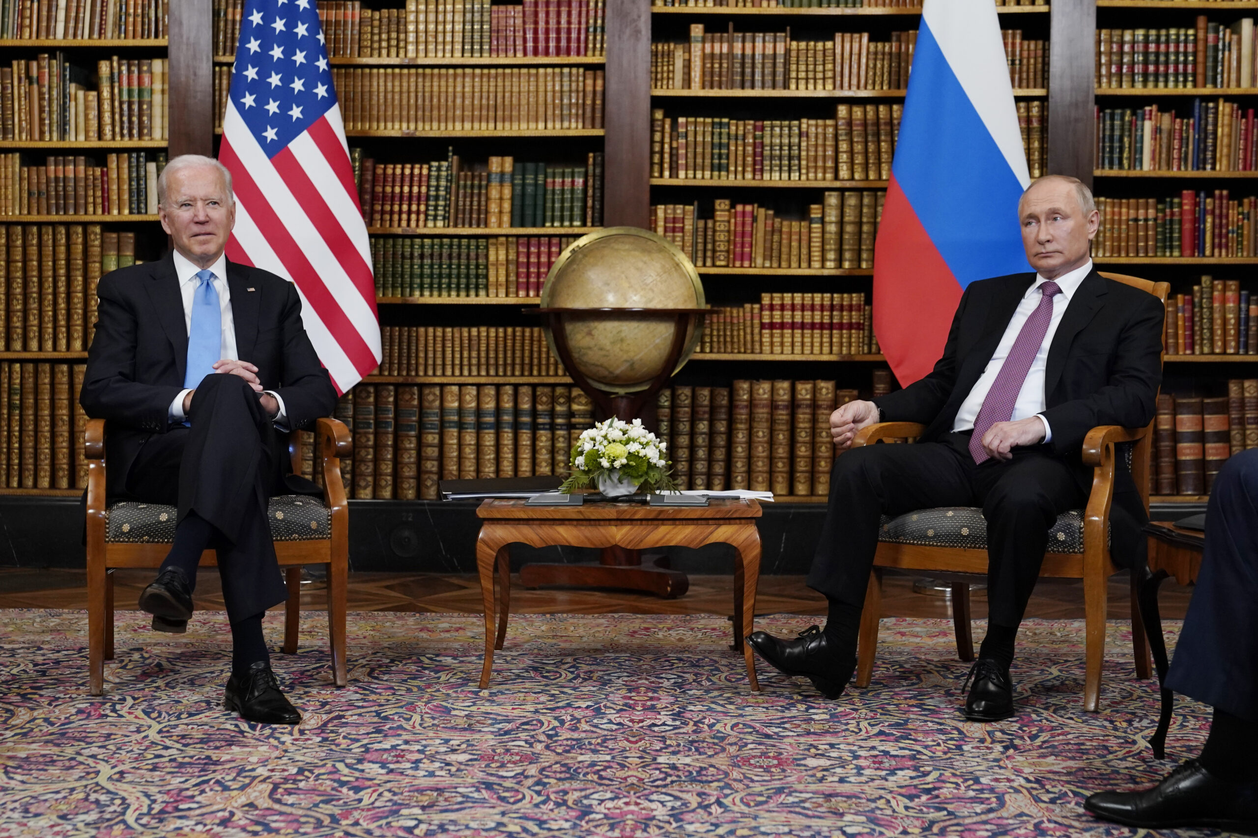 FILE - In this June 16, 2021, file photo President Joe Biden meets with Russian President Vladimir Putin in Geneva, Switzerland. (AP Photo/Patrick Semansky, File)