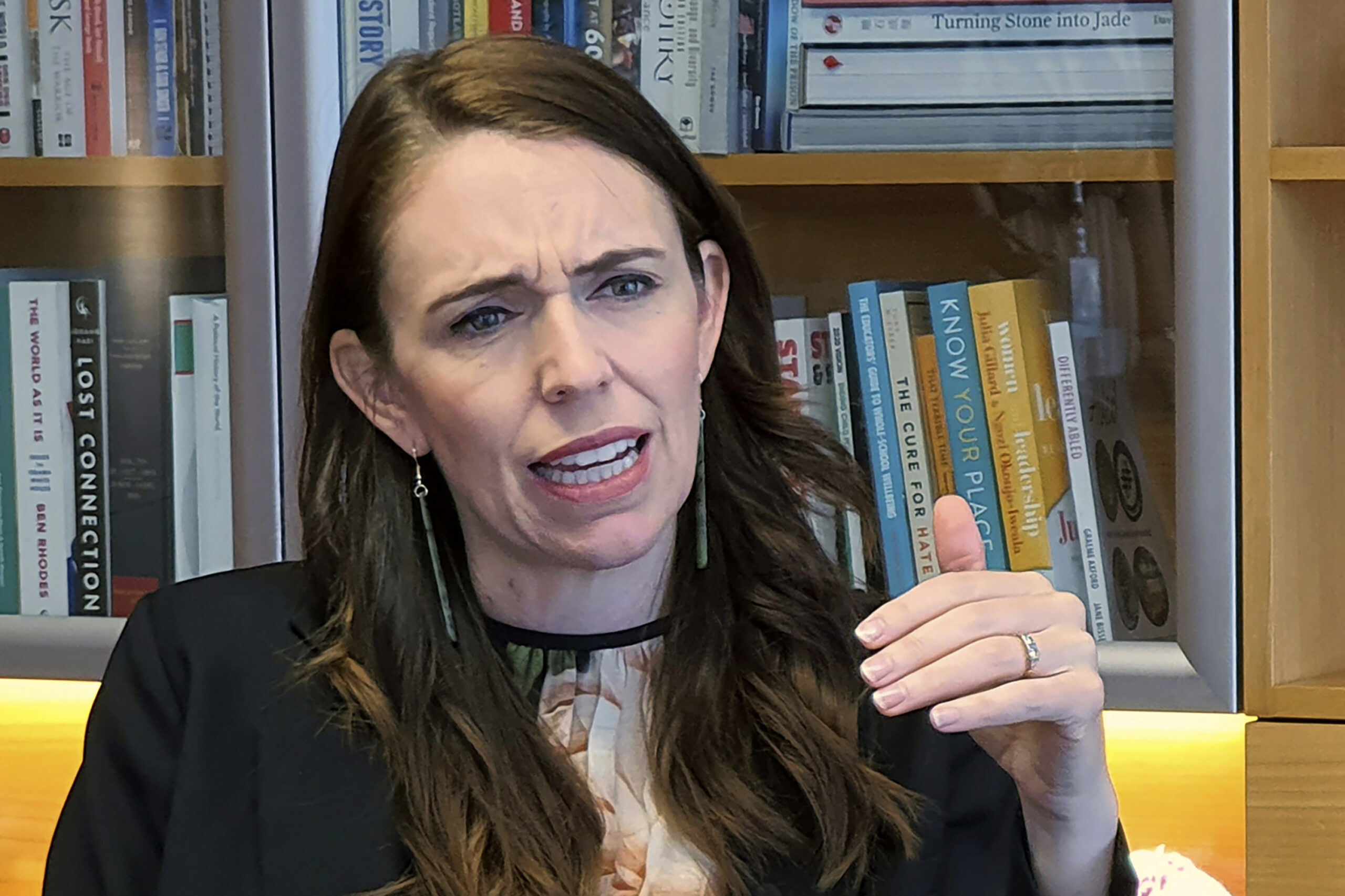 FILE - In this Dec. 16, 2020, file photo, New Zealand's Prime Minister Jacinda Ardern speaks during an interviewed in her office at the parliament in Wellington, New Zealand. Tentative plans for a movie that recounts the response of Ardern to a gunman's slaughter of Muslim worshippers drew criticism in New Zealand on Friday, June 11, 2021 for not focusing on the victims of the attacks. (AP Photo/Sam James, File)