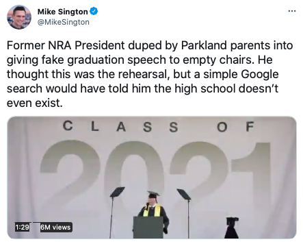 Parents of someone who died in the 2018 Parkland shooting tricked David Keene a former NRA president into speaking at a fake graduation speech.