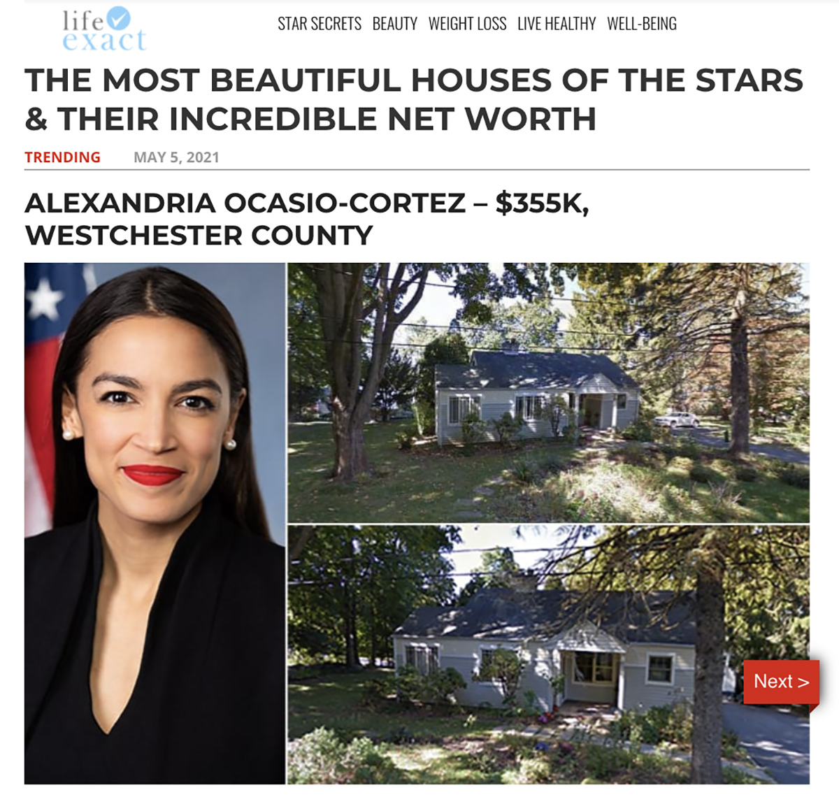 AOC whose full name is Alexandria Ocasio-Cortez does not own one of the world's most expensive houses.
