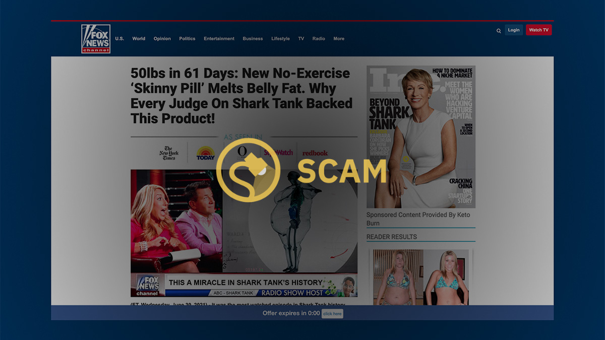 Shark Tank did not endorse Keto Burn or a 50lbs in 61 days offer for weight loss.