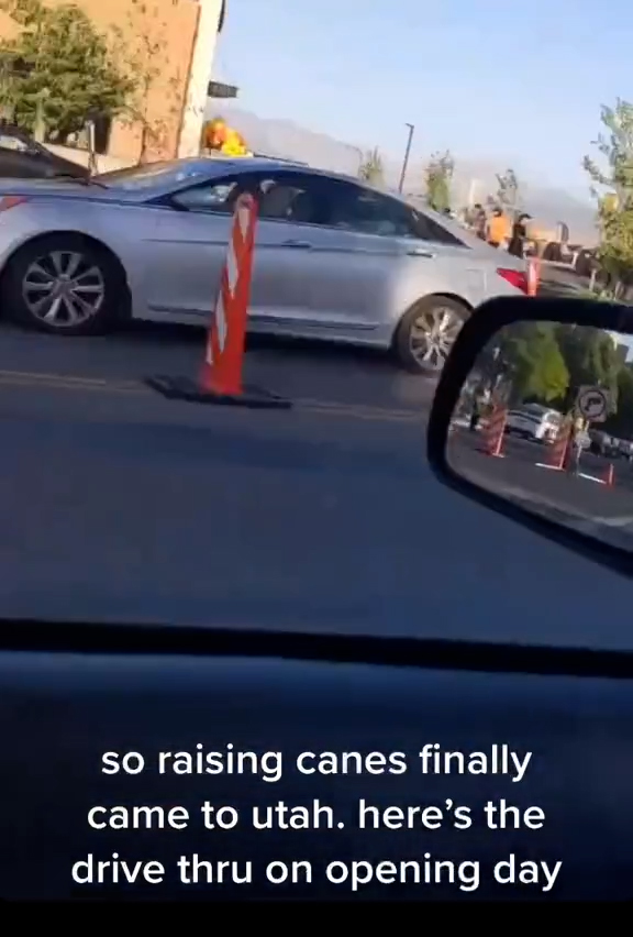 Raising Cane's Chicken Fingers opened in Utah for the first time and a TikTok video captured a drive-thru line with around 150 cars.