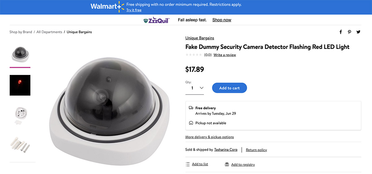 Le telecamere di sicurezza Walmart sono telecamere false e fittizie secondo vari video di Tiktok