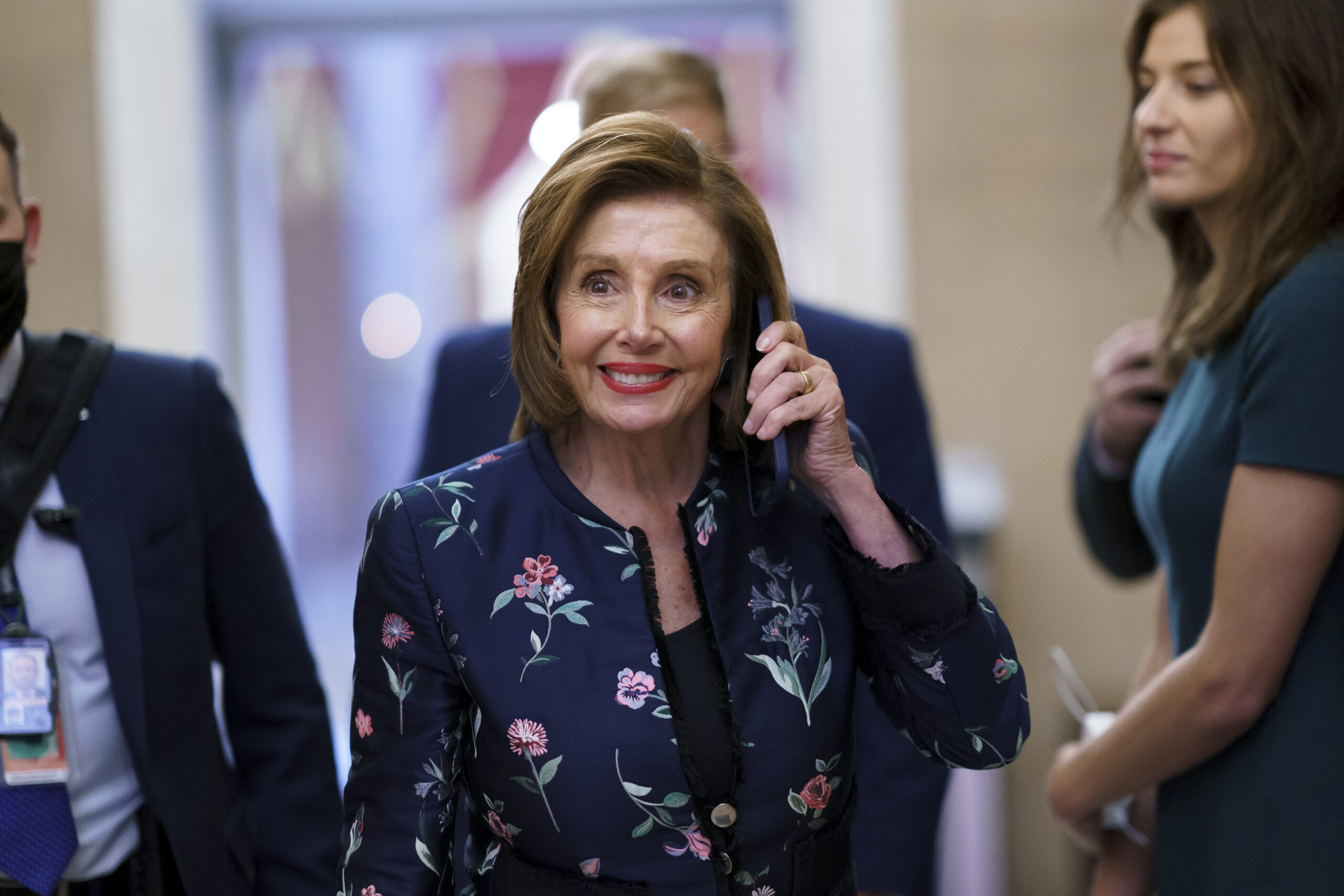 Speaker of the House Nancy Pelosi, D-Calif., returns to her office where members of the House select committee on the January 6th attack on the Capitol are preparing for the start of hearings next week, at the Capitol in Washington, Thursday, July 22, 2021. (AP Photo/J. Scott Applewhite)