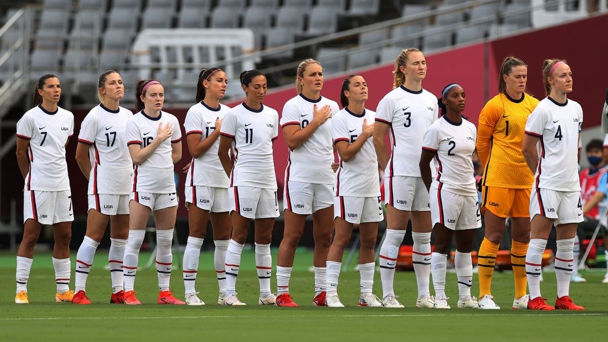 The claim is that the US Womens Soccer team took a knee in protest of racial injustice during the national anthem before the 2020 Olympic opener.