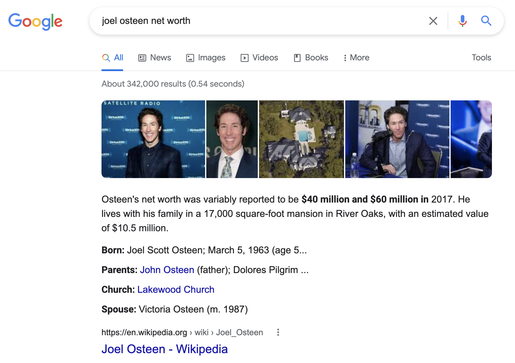 Joel Osteen's net worth was estimated to be $ 40 million or $ 60 million or $ 100 million.