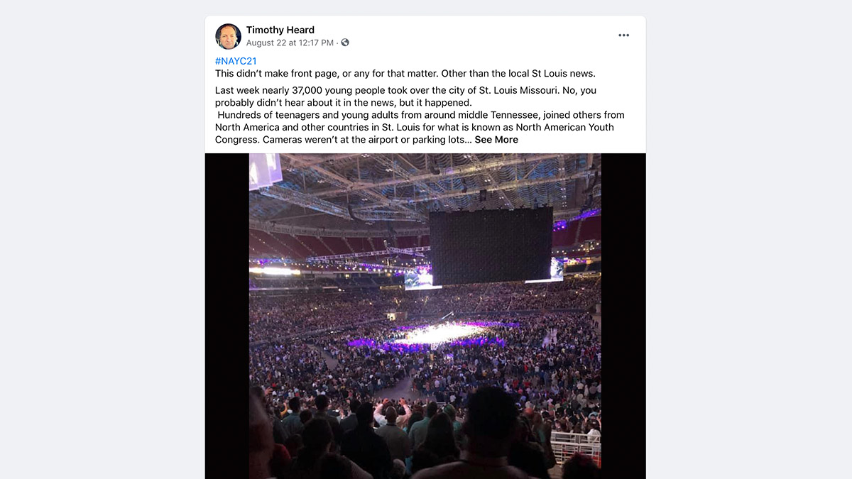NAYC is the North American Youth Congress and a viral Facebook post from 2019 was copied and pasted in 2021 which fooled commenters.