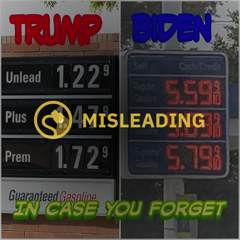 A gas prices meme comparing Trump and Biden was short on the facts and was highly misleading.