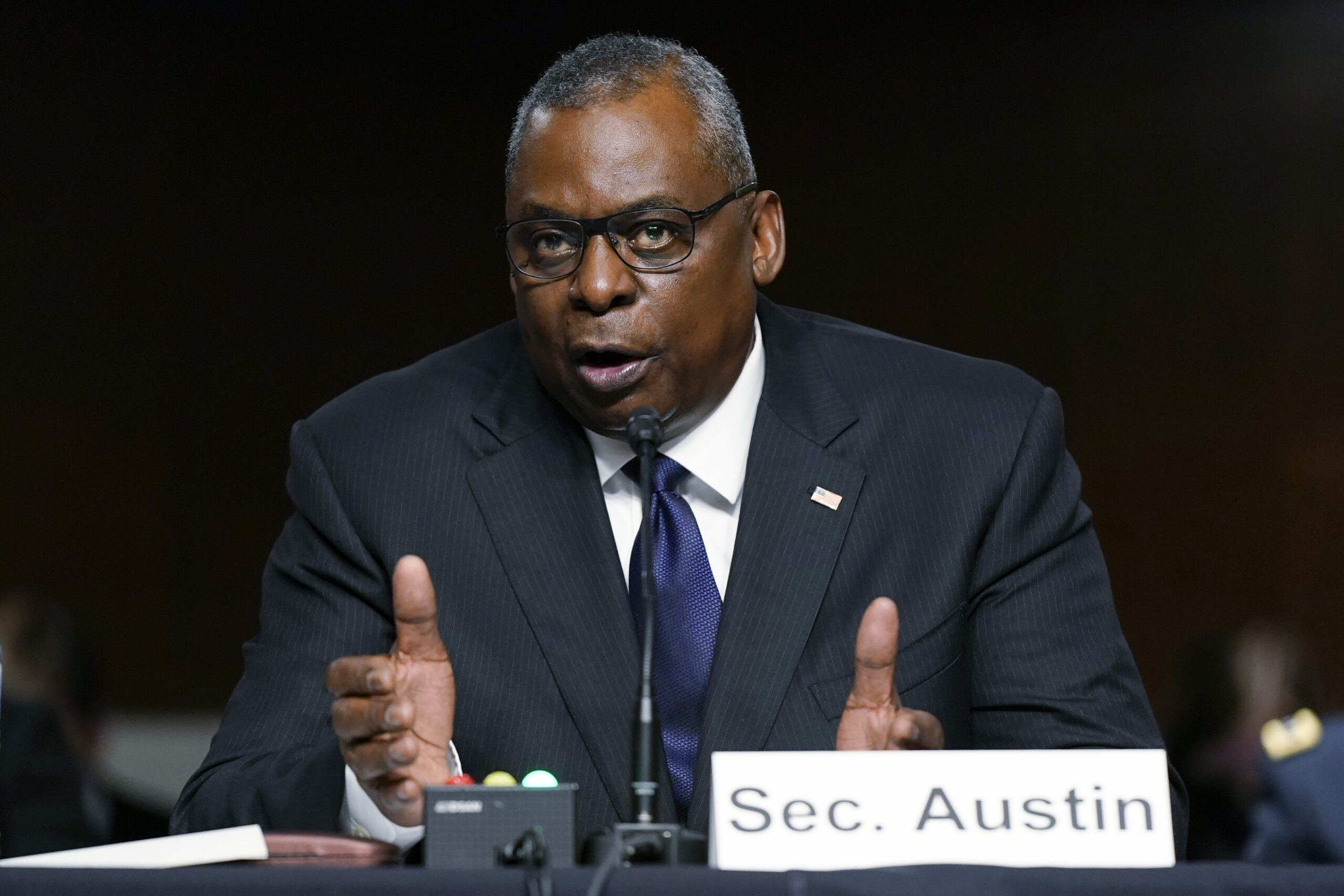 Defense Secretary Lloyd Austin speaks during a Senate Armed Services Committee hearing on the conclusion of military operations in Afghanistan and plans for future counterterrorism operations, Tuesday, Sept. 28, 2021, on Capitol Hill in Washington. (AP Photo/Patrick Semansky, Pool)