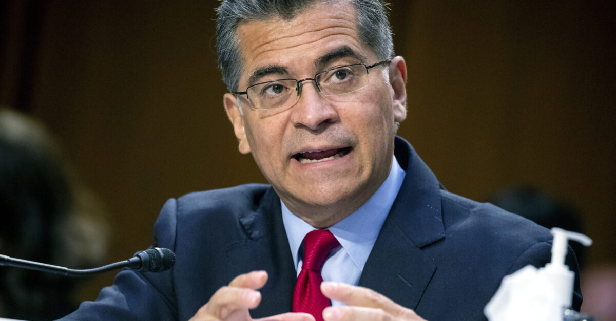 Secretary of Health and Human Services Xavier Becerra testifies at a hearing, Thursday, Sept. 30, 2021, on Capitol Hill in Washington. The Biden administration Thursday finalized long-sought consumer protections against so-called ‘surprise’ medical bills. The ban on charges that hit insured patients at some of the most vulnerable moments will take effect Jan. 1. (Shawn Thew/Pool via AP)
