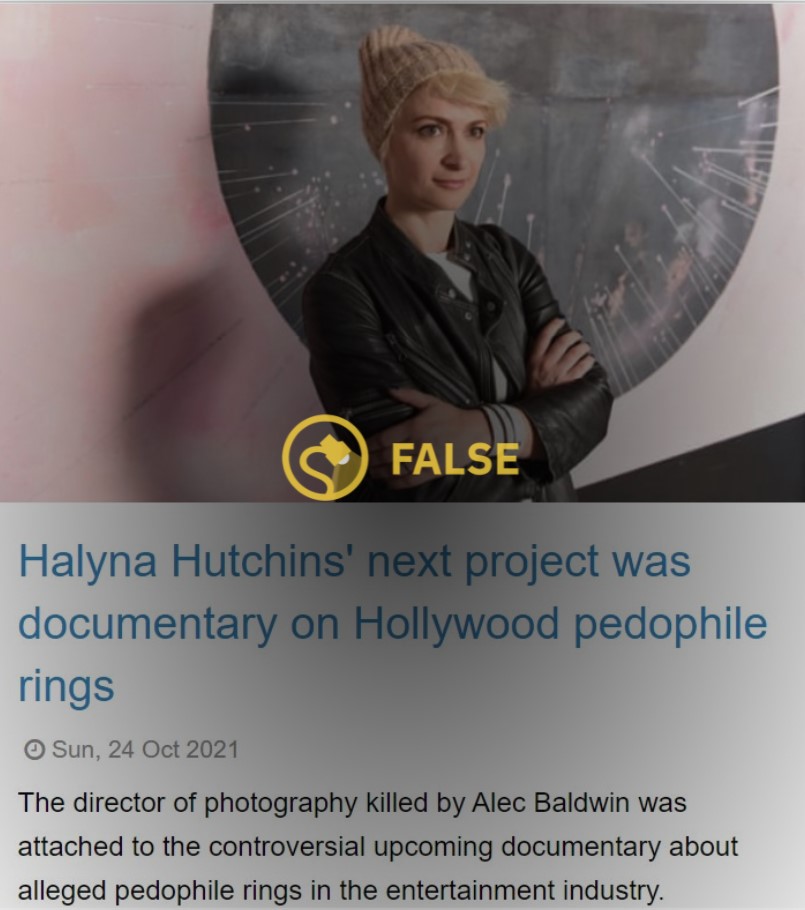 Halyna Hutchins documentary on pedophile rings in Hollywood