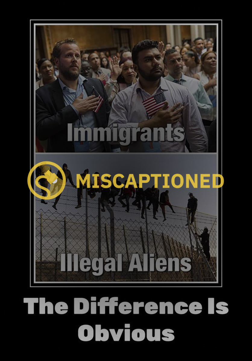 An American meme claimed that the difference was obvious between immigrants and illegal aliens but used a photograph from the Morocco and Spain border.