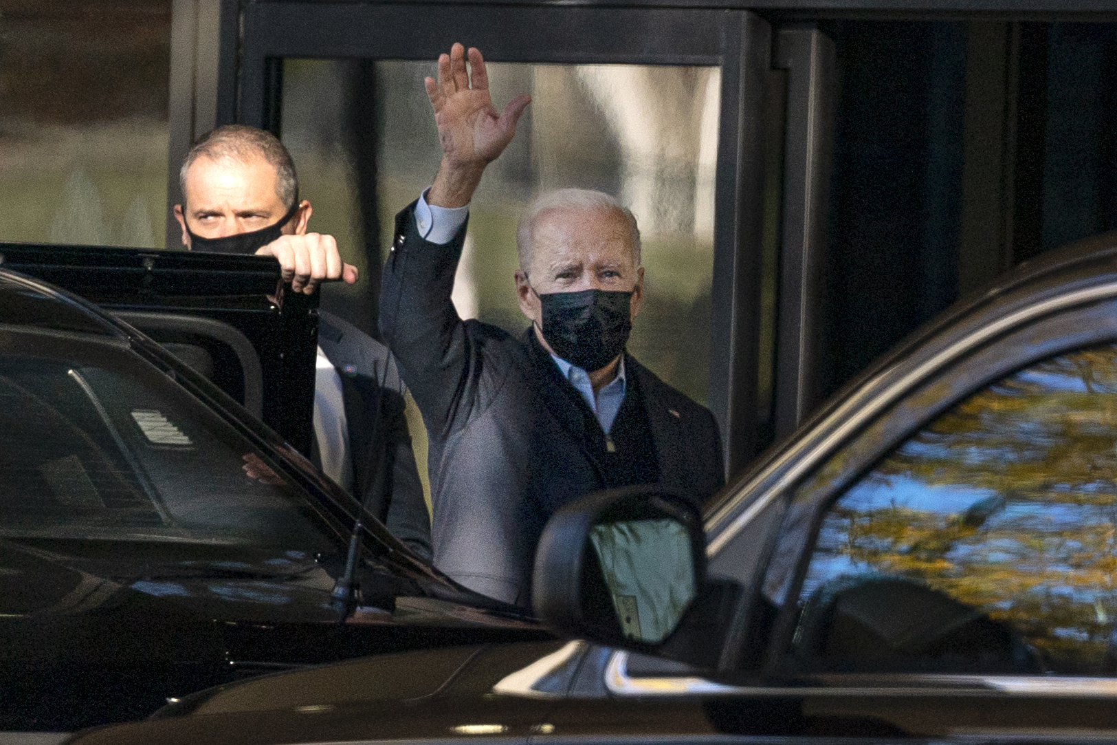 President Joe Biden arrives at Walter Reed National Military Medical Center for a physical exam, Friday, Nov. 19, 2021, in Bethesda, Md. (AP Photo/Evan Vucci)