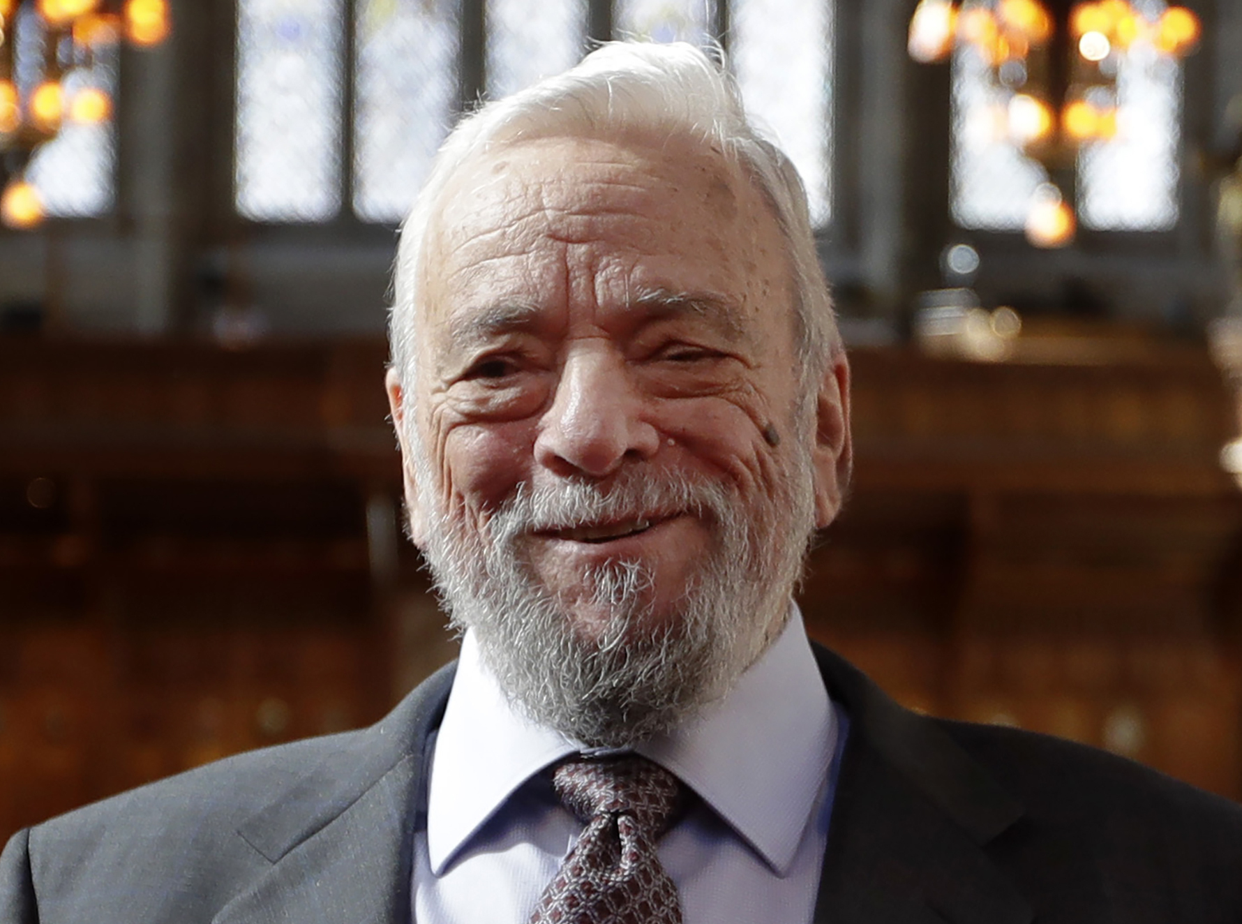 FILE - Composer and lyricist Stephen Sondheim poses after being awarded the Freedom of the City of London at a ceremony at the Guildhall in London, on Sept. 27, 2018. Sondheim, the songwriter who reshaped the American musical theater in the second half of the 20th century, has died at age 91. Sondheim's death was announced by his Texas-based attorney, Rick Pappas, who told The New York Times the composer died Friday, Nov. 26, 2021, at his home in Roxbury, Conn. (AP Photo/Kirsty Wigglesworth, File)