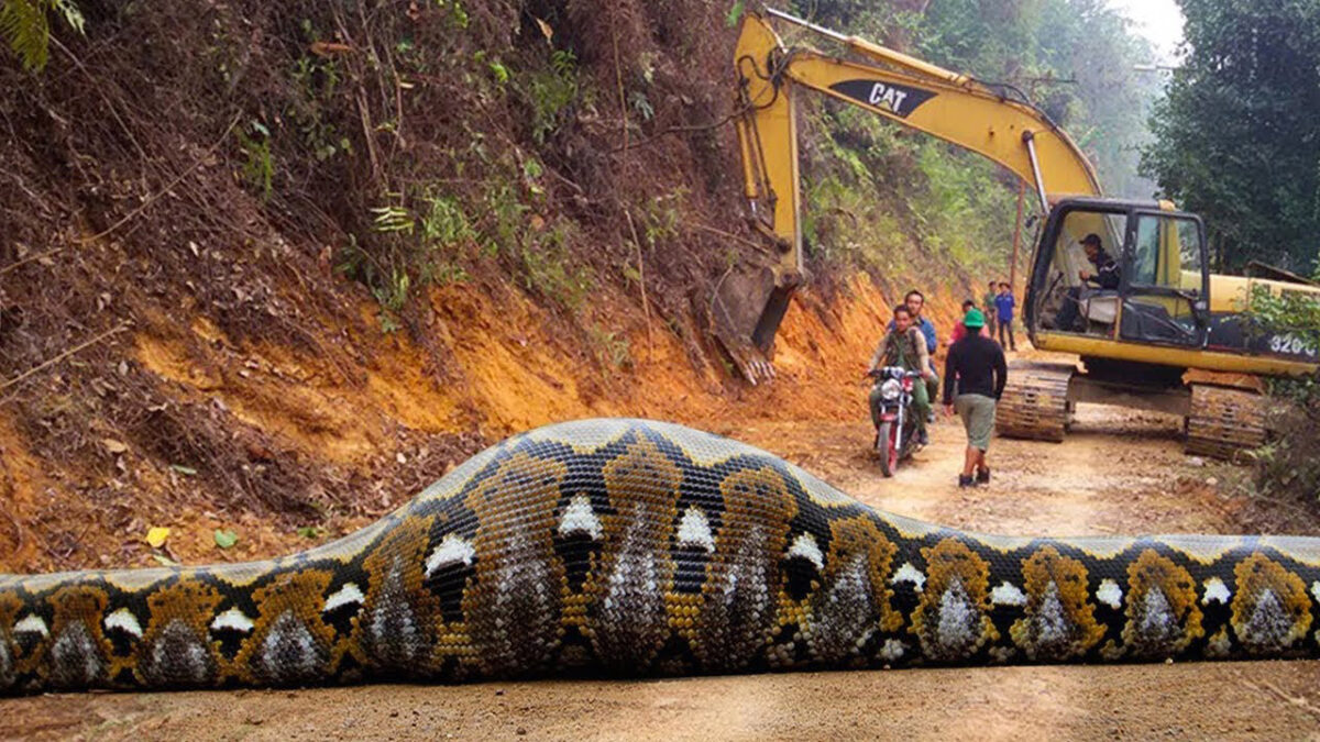 An ad claimed that workers spot giant snake and you won't believe what they found inside.