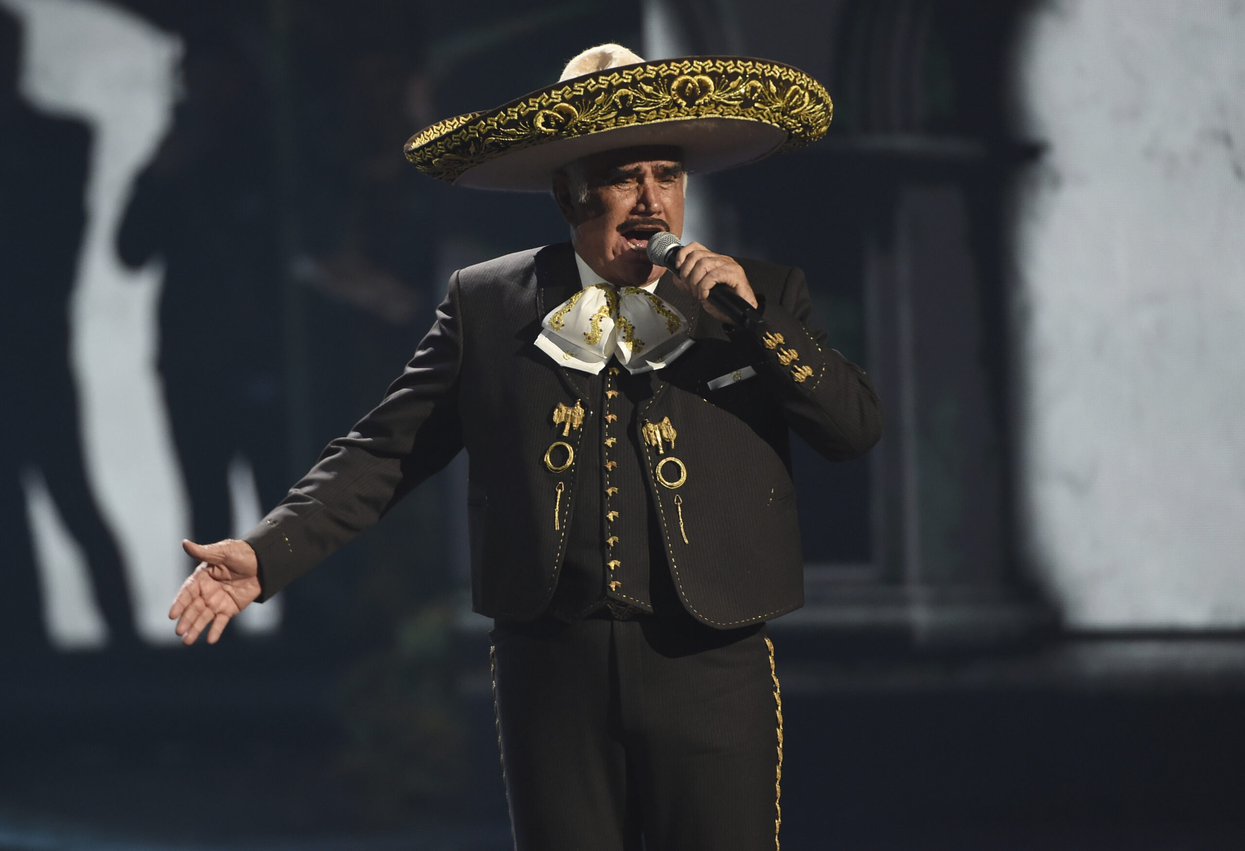 FILE - Vicente Fernandez performs at the 20th Latin Grammy Awards on Nov. 14, 2019, in Las Vegas. The Mexican singer died early Sunday, Dec. 12, 2021, relatives reported. He was 81 years old. (AP Photo/Chris Pizzello, File)