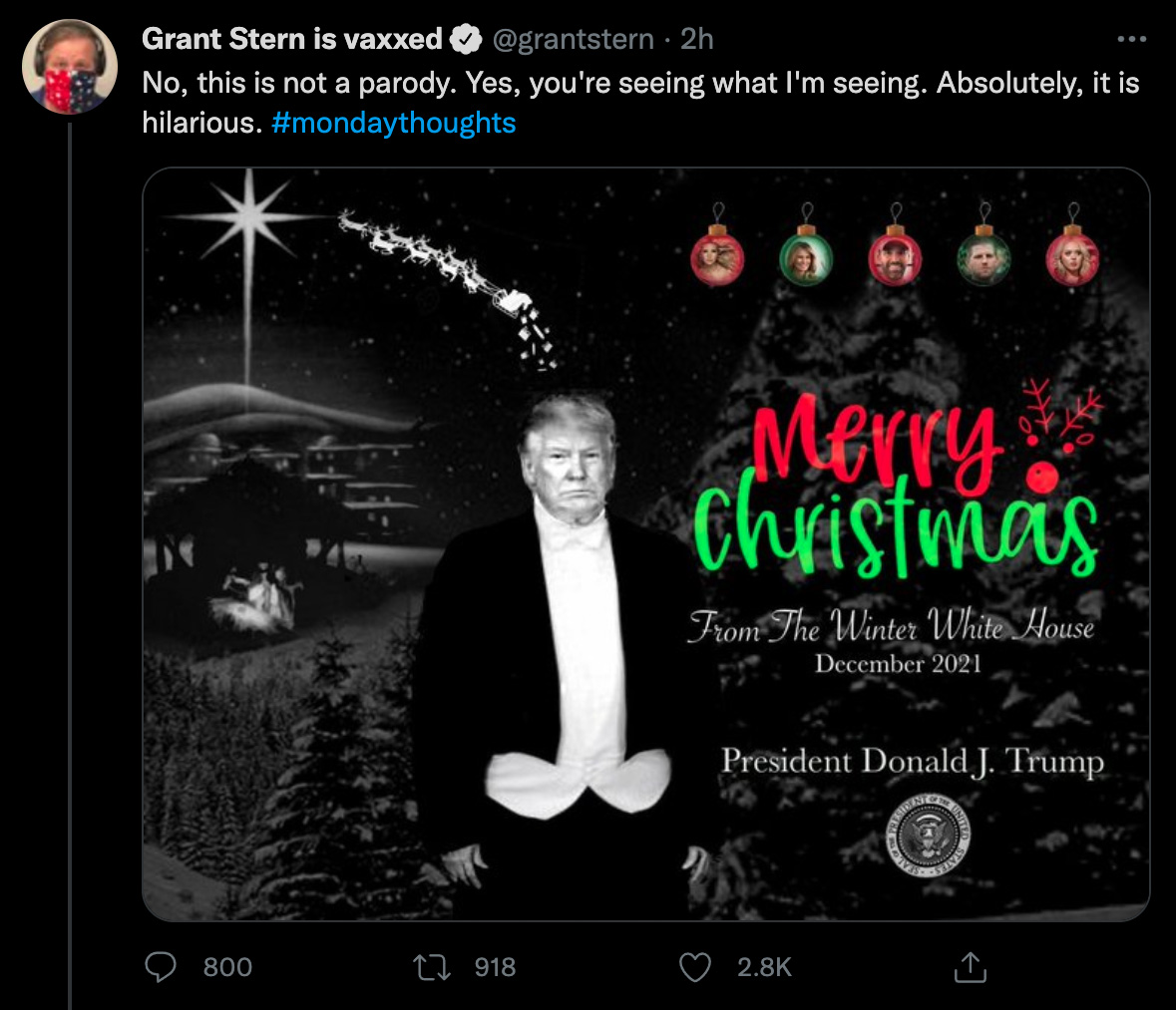 This phallic Christmas card featuring former President Donald Trump was not an official item from the family or his organization.