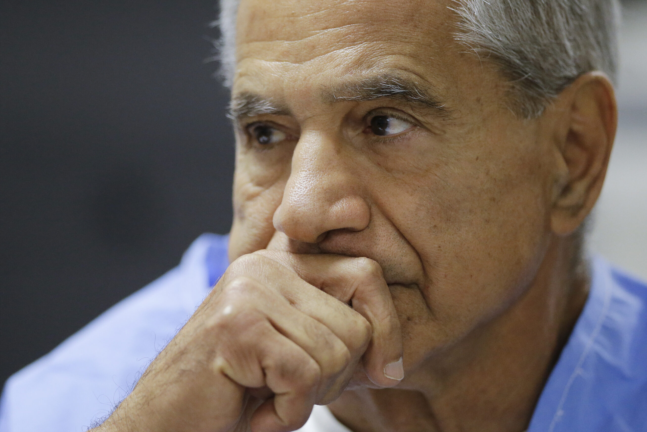FILE - Sirhan Sirhan reacts during a parole hearing on Feb. 10, 2016, at the Richard J. Donovan Correctional Facility in San Diego. California Gov. Gavin Newsom on Thursday, Jan. 13, 2022, rejected releasing Robert F. Kennedy assassin Sirhan Sirhan from prison more than a half-century after the 1968 slaying left a deep wound during one of America’s darkest times. (AP Photo/Gregory Bull, Pool, File)