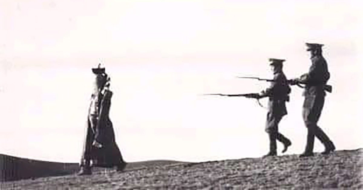 A photograph purportedly was the last photo taken of Genepil the last Queen of Mongolia moments before she was executed as part of the Stalinist repressions in Mongolia in 1938.