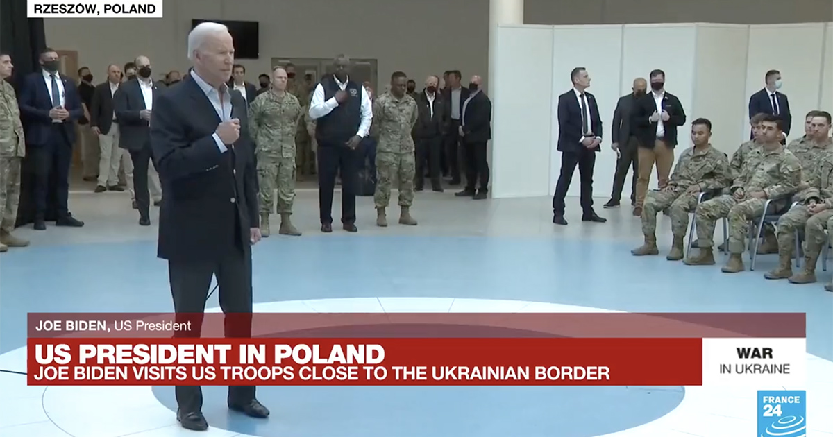 US President Joe Biden was speaking to US troops in Poland about Russia's invasion of Ukraine and said the words And you're gonna see when you're there.