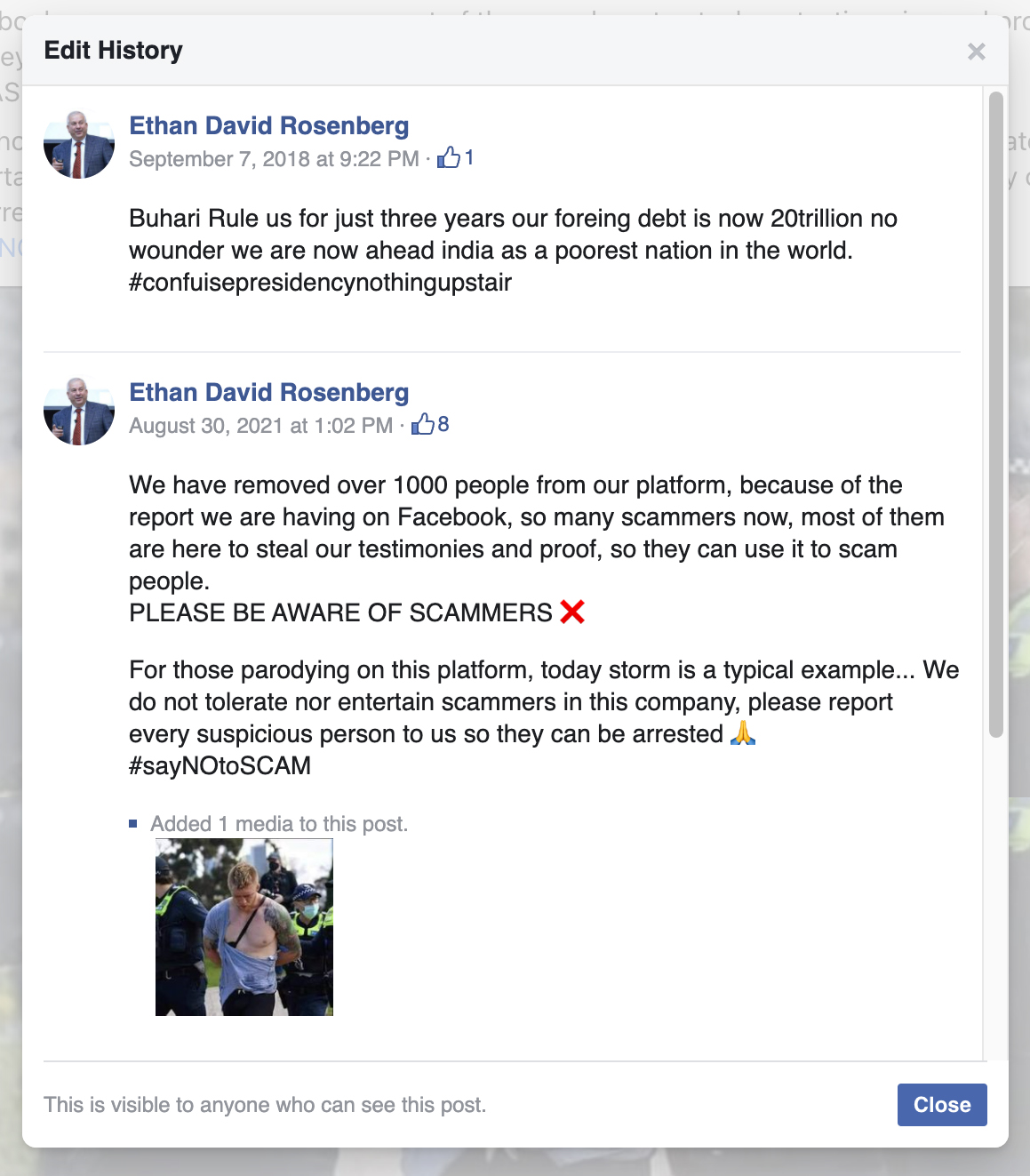 Ethan David Rosenberg is a Facebook profile run by crypto scammers and had nothing to do with the real David Rosenberg of Rosenberg Research.