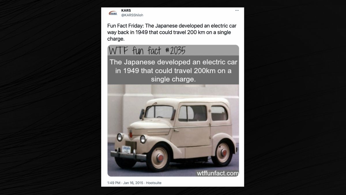 Did Japanese Car Makers Develop Electric Car in 1949 That Could Go 200km on Single Charge?