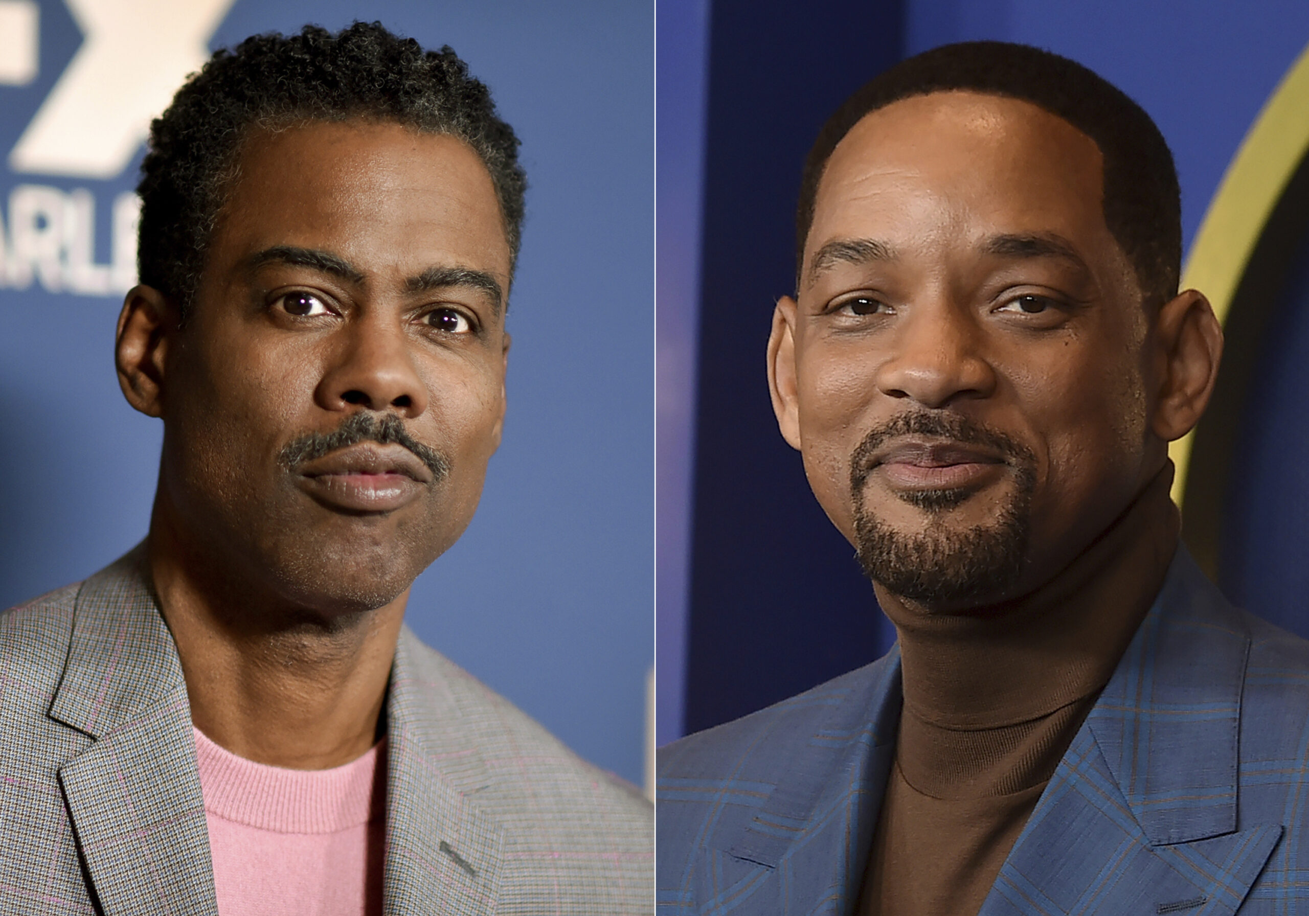 Chris Rock appears at the the FX portion of theTelevision Critics Association Winter press tour in Pasadena, Calif., on Jan. 9, 2020, left, and Will Smith appears at the 94th Academy Awards nominees luncheon in Los Angeles on March 7, 2022. Smith was banned from Oscars, other film academy events for 10 years for slapping Rock onstage at Academy Awards. (AP Photo)