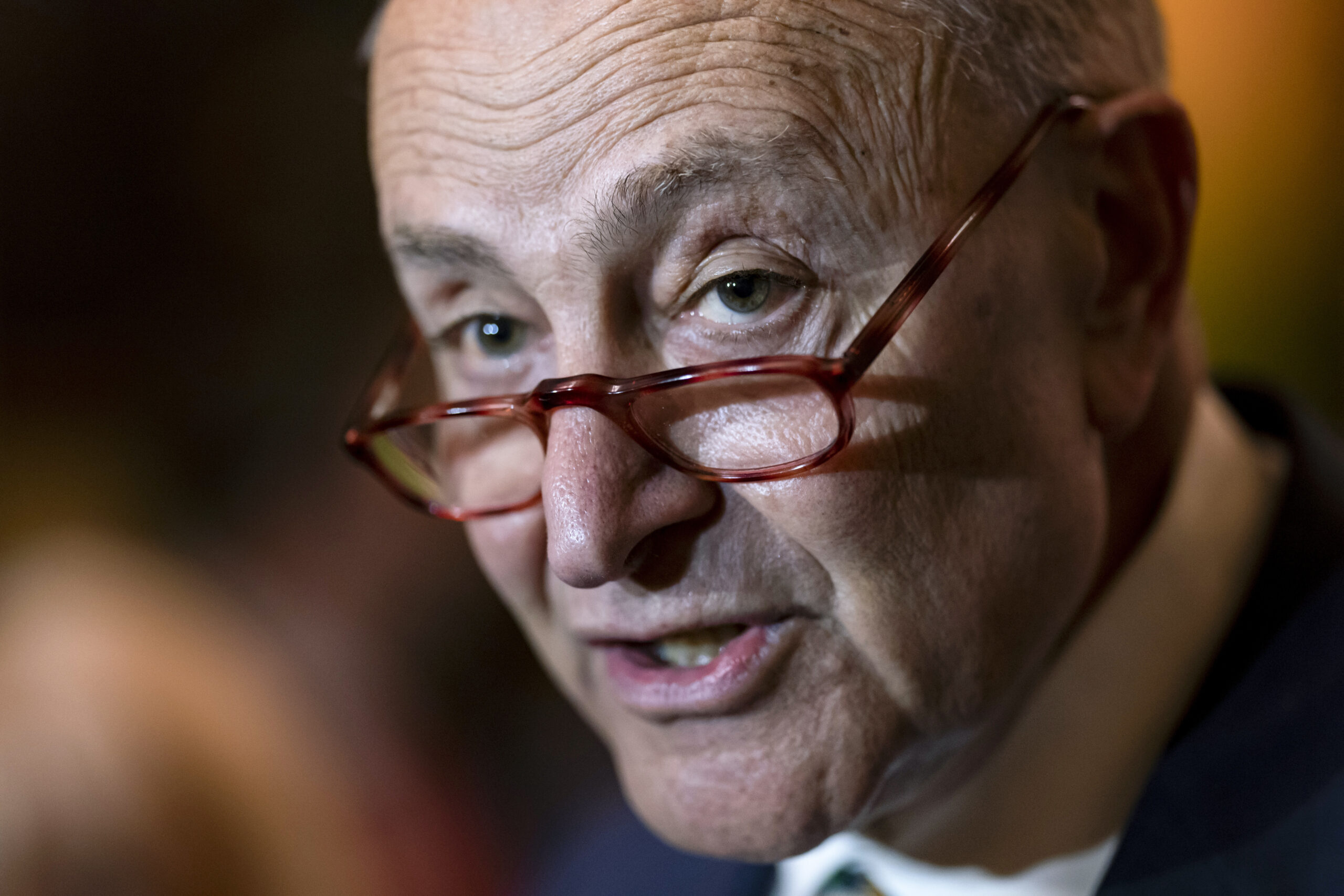 Senate Majority Leader Chuck Schumer, D-N.Y., meets with reporters following a Democratic Caucus meeting, at the Capitol in Washington, Tuesday, April 5, 2022. (AP Photo/J. Scott Applewhite)
