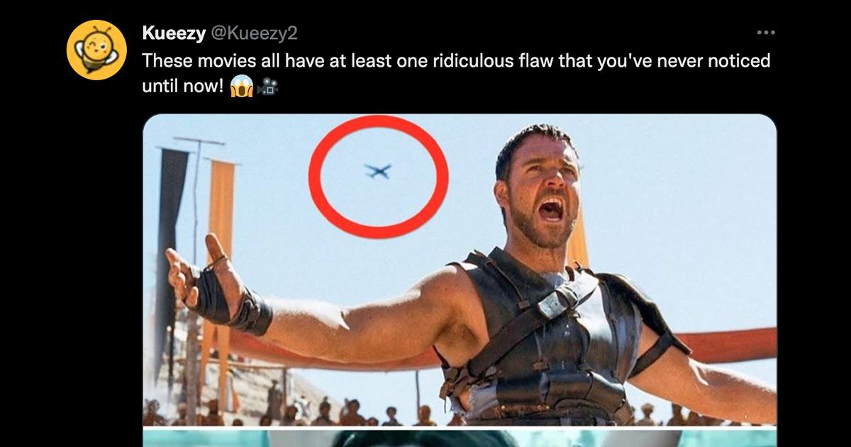 According to a rumor an airplane or plane is visible by mistake in the movie Gladiator.