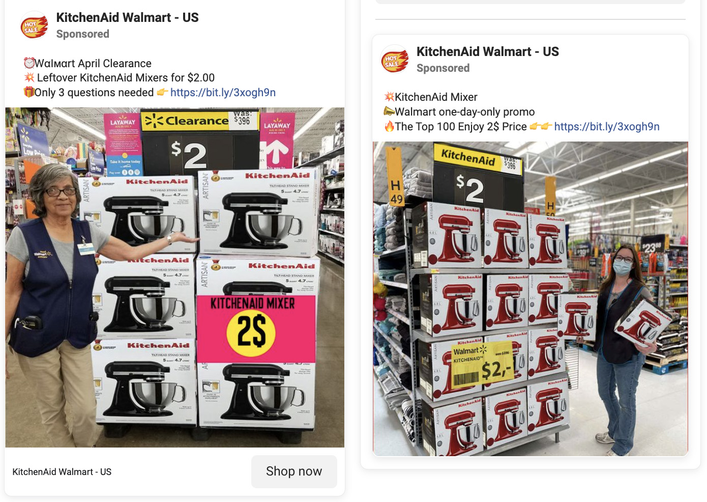 Walmart is not giving away leftover KitchenAid mixers on Facebook nor did the company end a partnership with the kitchen appliances giant.