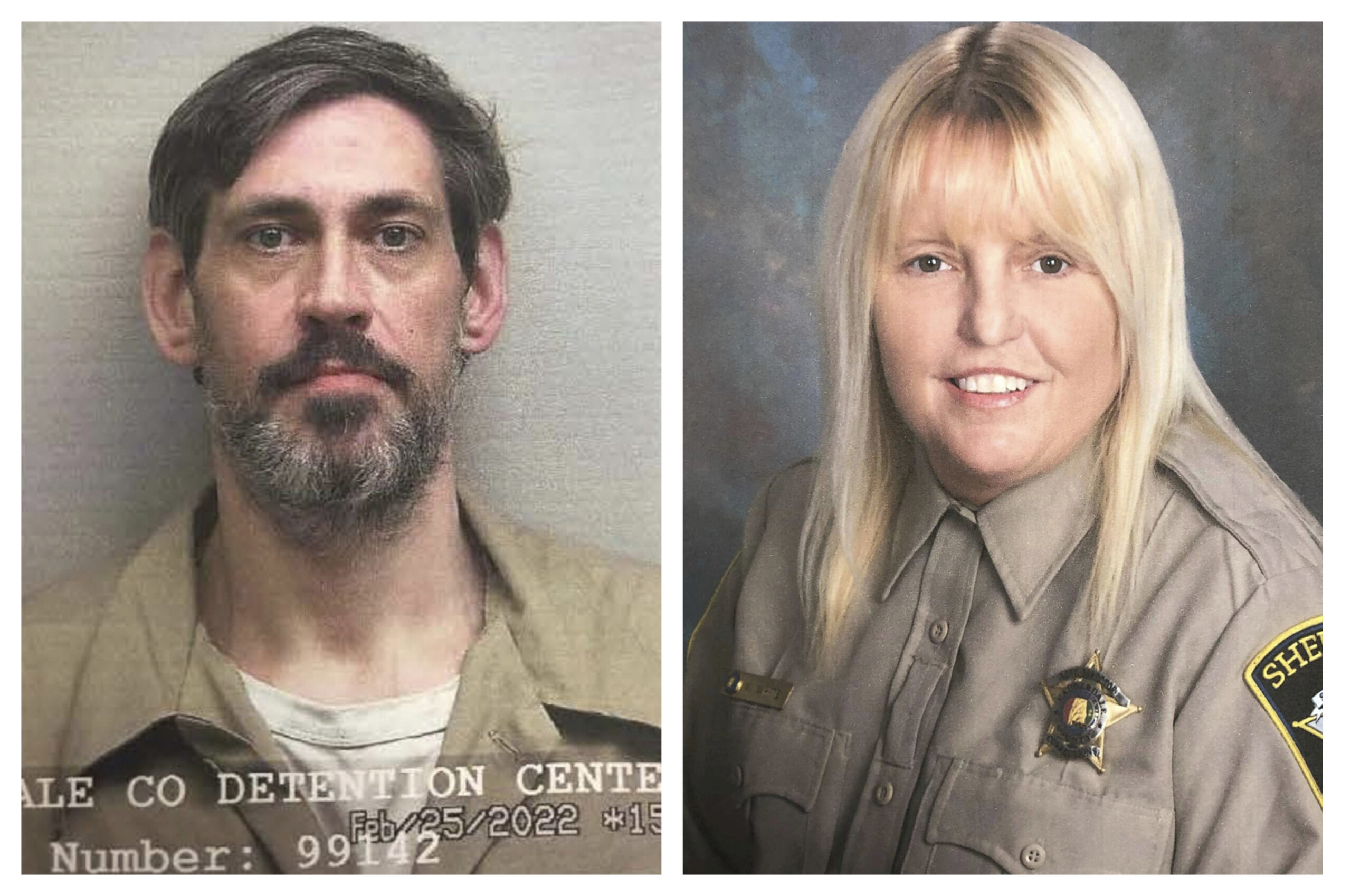 FILE - This combination of photos provided by the U.S. Marshals Service and Lauderdale County Sheriff's Office in April 2022 shows inmate Casey White, left, and Assistant Director of Corrections Vicky White. The former Alabama jail official on the run with the murder suspect she was accused of helping escape shot and killed herself Monday, May 9, as authorities caught up with the pair after more than a week of searching, officials said. The man she fled with surrendered. (U.S. Marshals Service, Lauderdale County Sheriff's Office via AP, File)