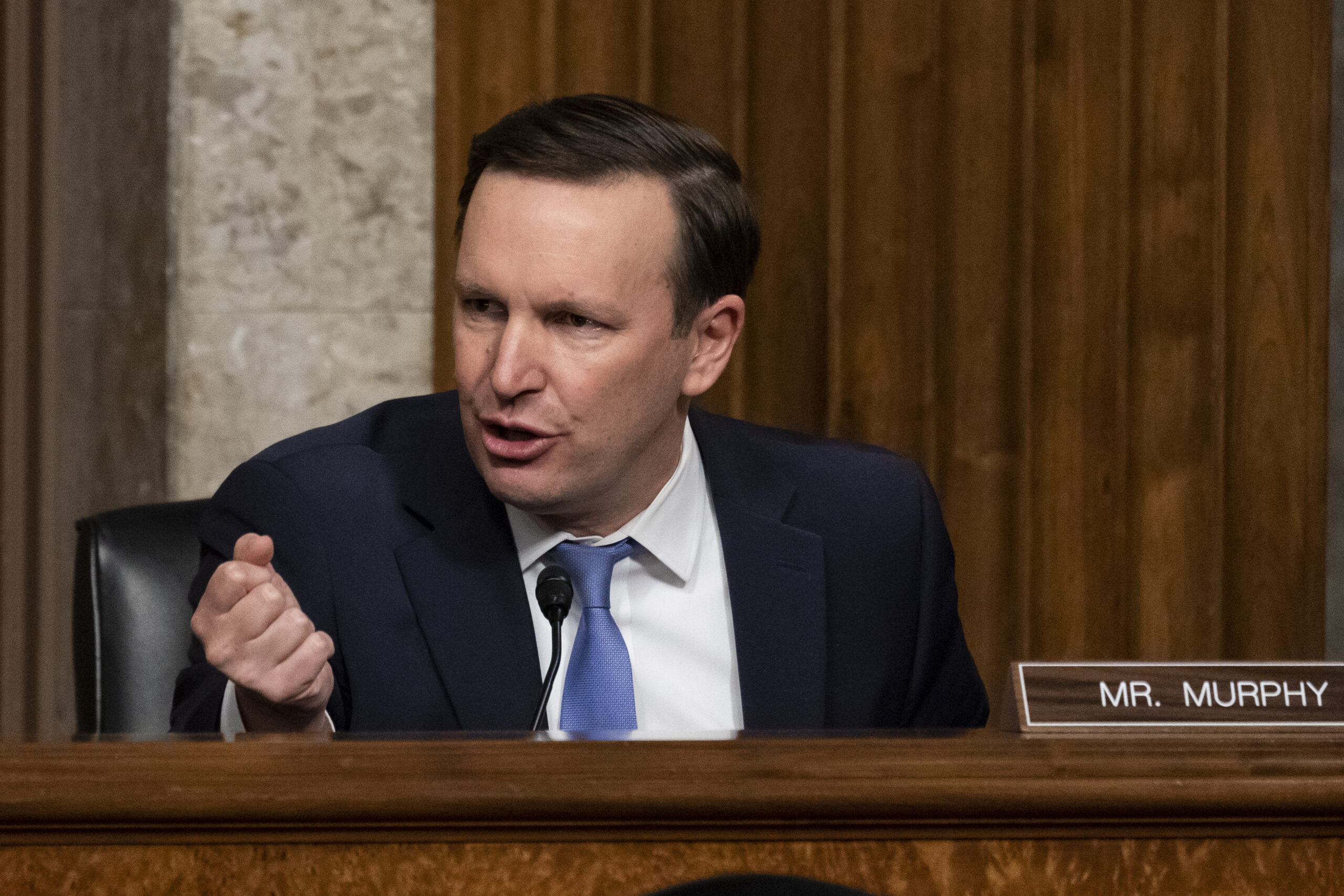 FILE - U.S. Sen. Chris Murphy, D-Conn., speaks during a hearing of the Senate Foreign Relations on Capitol Hill, on Dec. 7, 2021, in Washington. Murphy, who came to Congress representing Sandy Hook, begged his colleagues to finally pass legislation addressing the nation’s gun violence problem as the latest school shooting unfolded Tuesday, May 24, 2022, in Uvalde, Texas. (AP Photo/Alex Brandon, Pool, File)