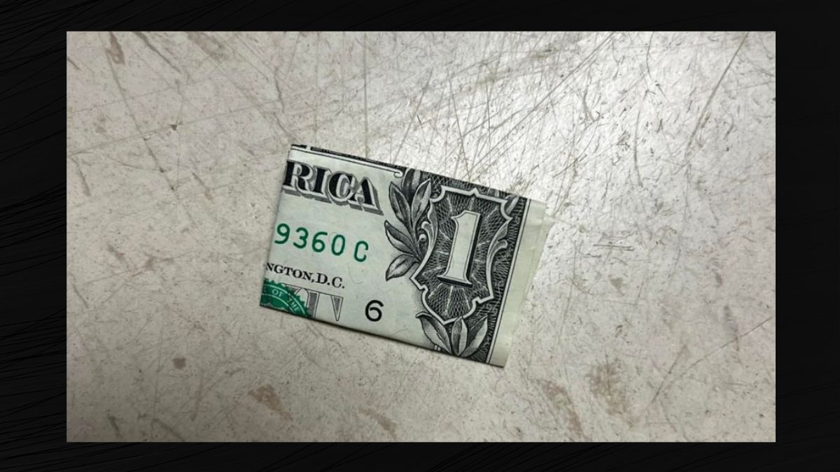 folded dollar bill laced with fentanyl