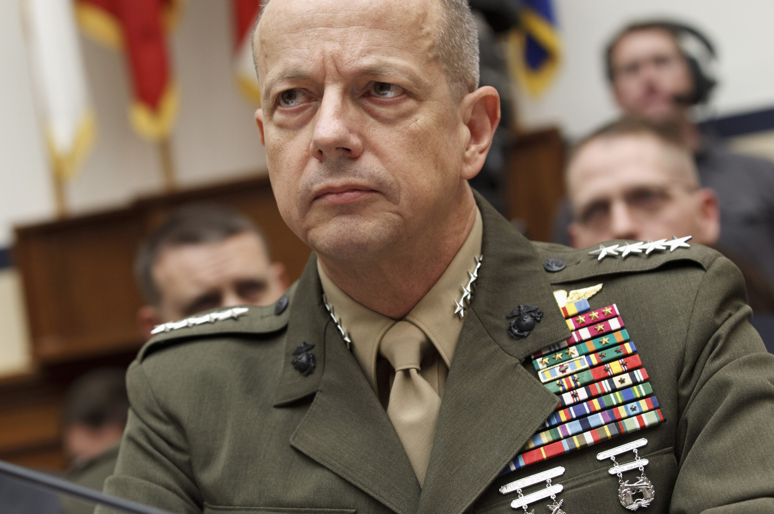 FILE - Marine Gen. John Allen, the top U.S. commander in Afghanistan, testifies on Capitol Hill in Washington on March 20, 2012. A former high-ranking U.S. ambassador admitted Friday, June 3, 2022, to illegal foreign lobbying on behalf of Qatar after demanding that prosecutors tell him why Allen, a retired four-star general who worked with him on the effort, has not been charged. (AP Photo/J. Scott Applewhite, File)