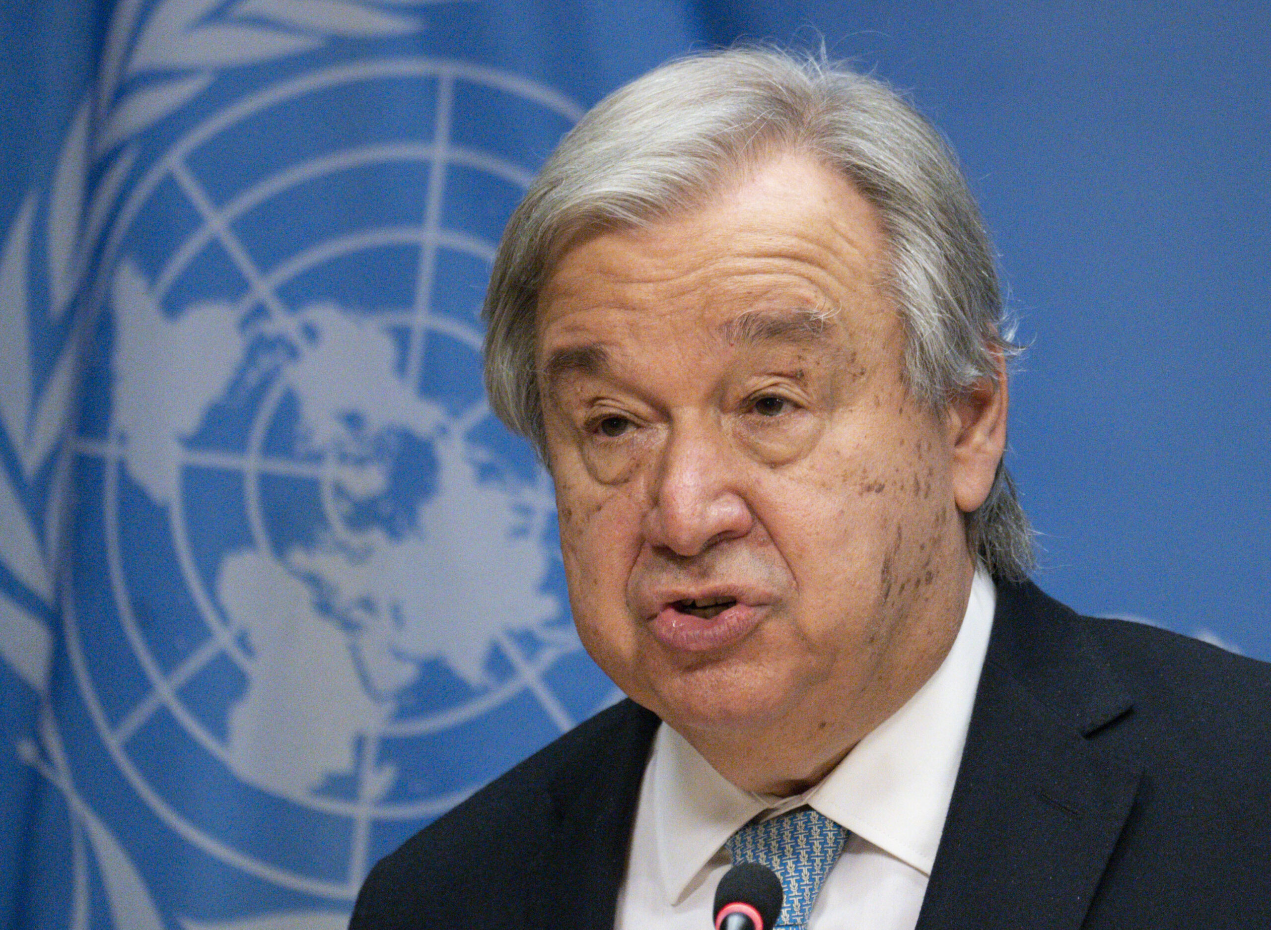 FILE -- United Nations Secretary-General Antonio Guterres addresses reporters during a news conference in New York, United States, Wednesday, June 8, 2022. The head of the United Nations has warned the world faces 'catastrophe' because of the growing shortage of food around the globe. (AP Photo/Mary Altaffer, file)