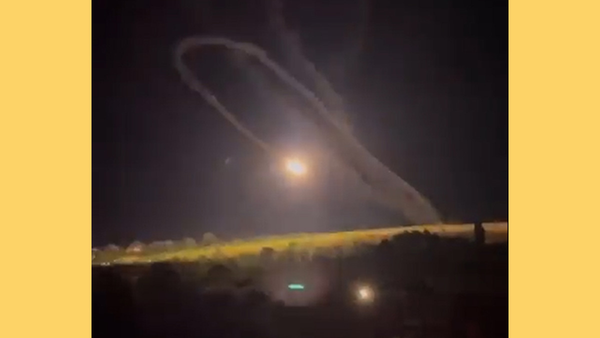 A video said to have been shot at night in Ukraine purportedly showed a Russian missile following a boomerang pattern due to a malfunction, ending with an explosion in the same location where it was launched.