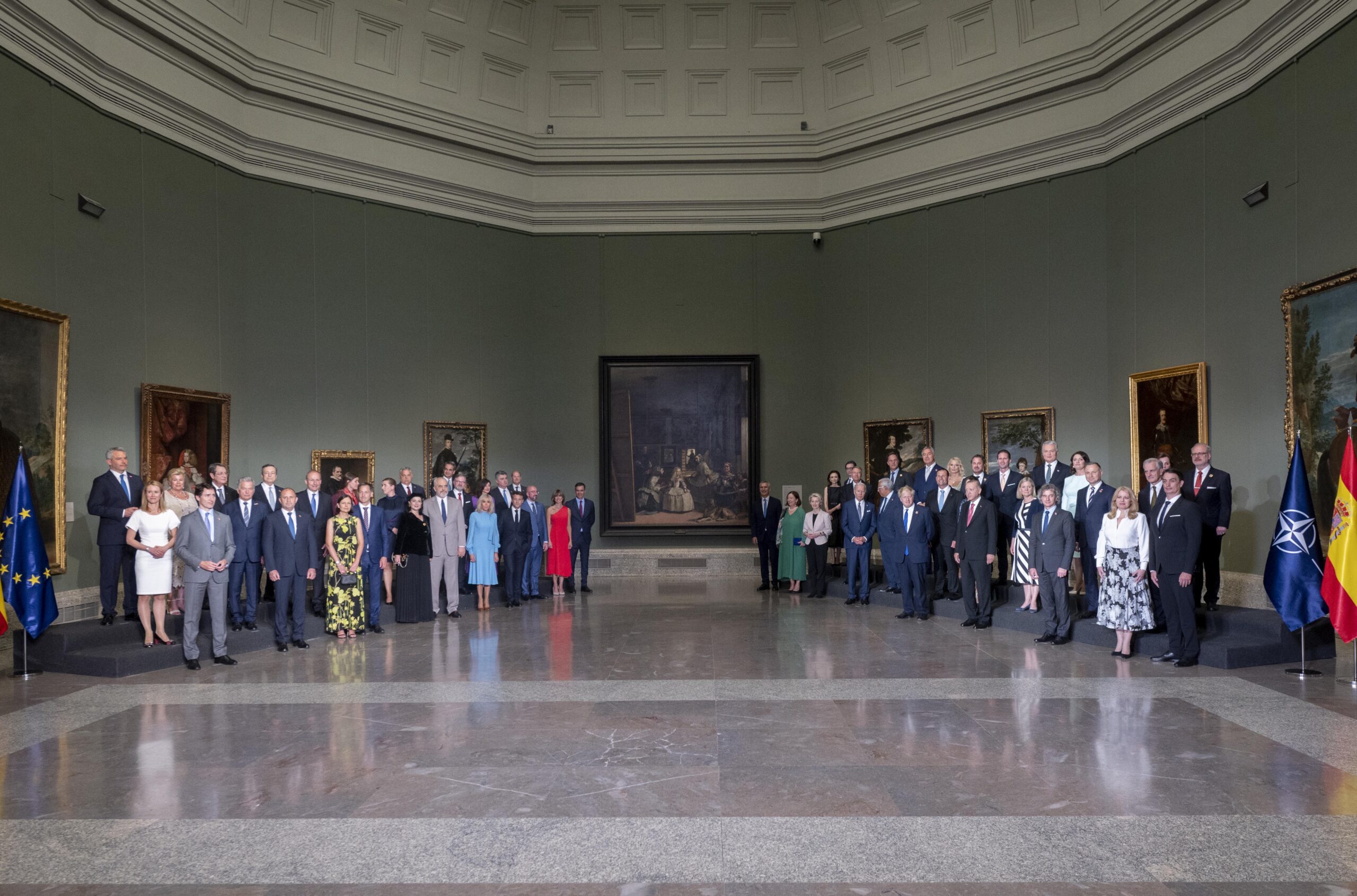NATO leaders with artwork