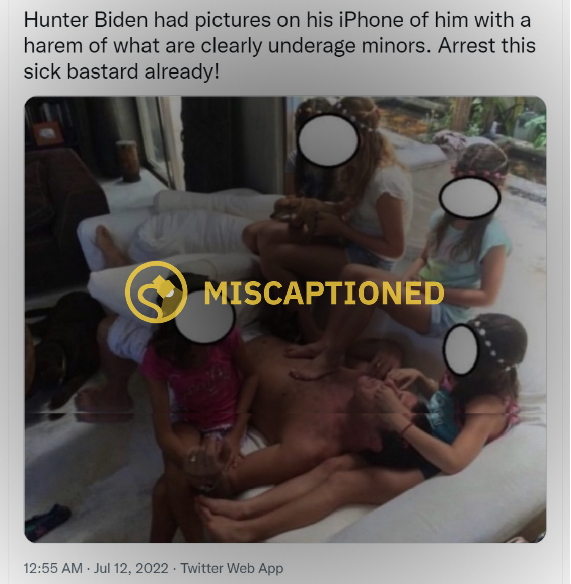 Photo Does Not Show Hunter Biden with Underage Girls