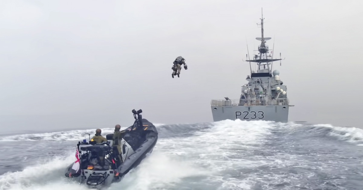A Facebook post and Reddit thread said that a video showed Marines performing boarding exercises with jetpacks and landing on a high-speed ship.
